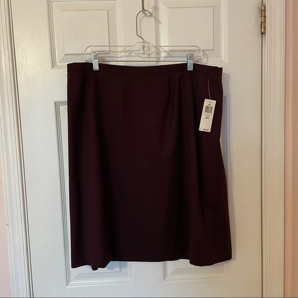 Women’s Eggplant Wool Pencil Skirt with Slit - Picture 1 of 6
